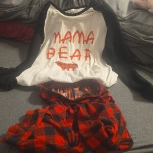 Mama Bear Pajama Set with Plaid Pants